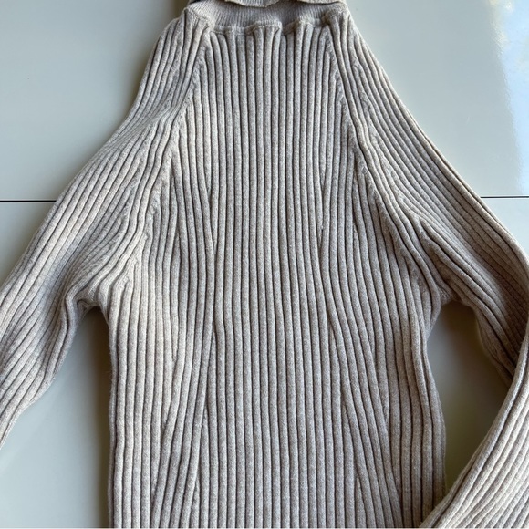 MANGO Cream Ribbed Knit Turtleneck Sweater Dress US 4 - Picture 3 of 5